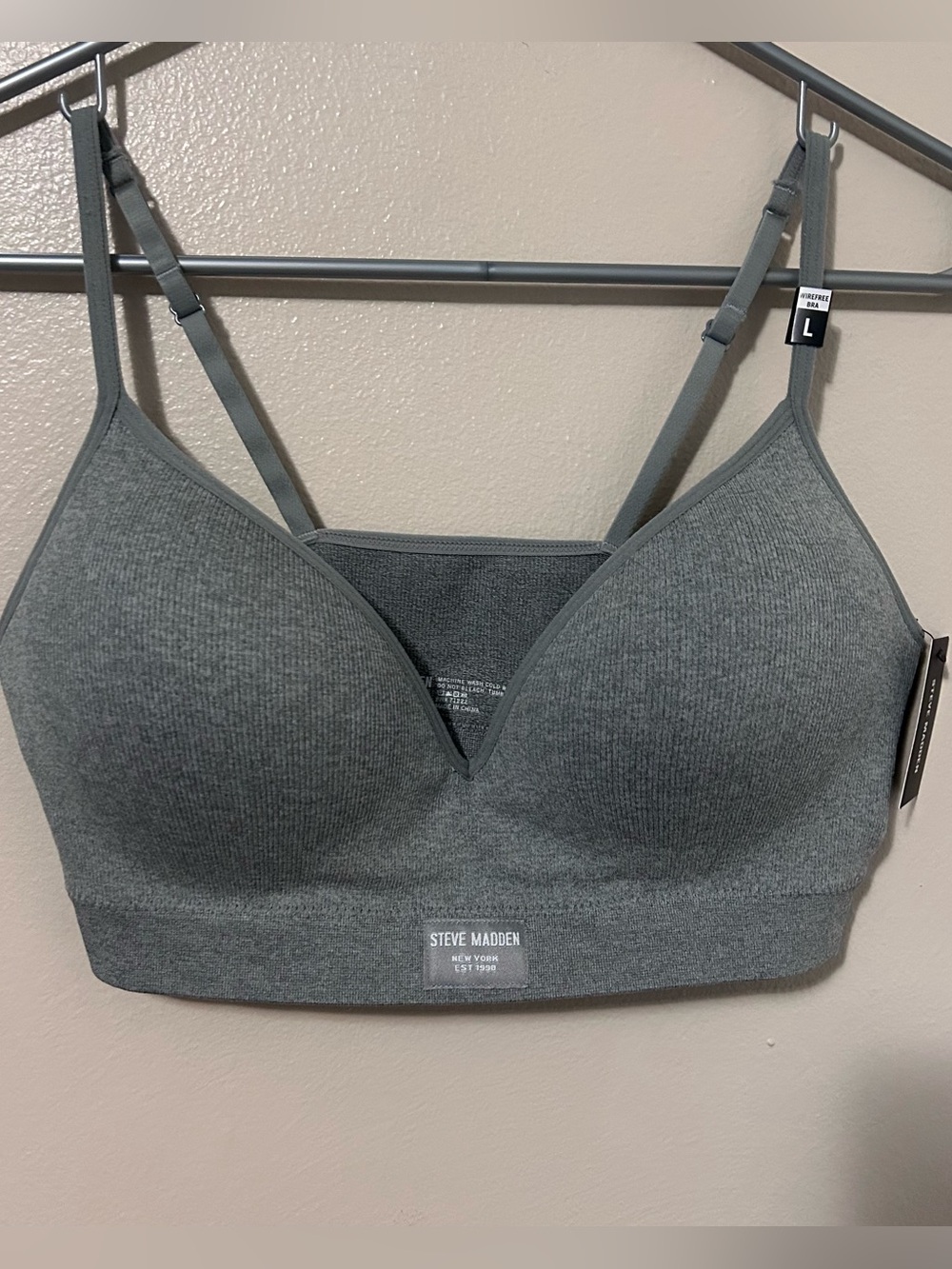 Steve Madden Heather Gray Ribbed Seamless Bra